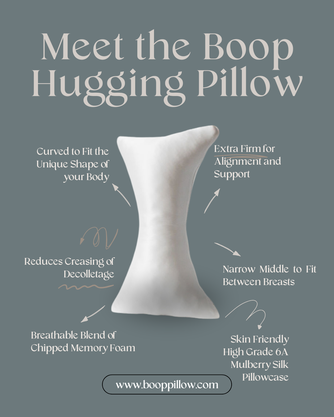 Boop Hugging Pillow + White Pillowcase Bundle